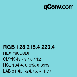 カラーコード: RGB 128 216.4 223.4 | qconv.com