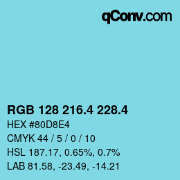カラーコード: RGB 128 216.4 228.4 | qconv.com