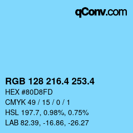 カラーコード: RGB 128 216.4 253.4 | qconv.com