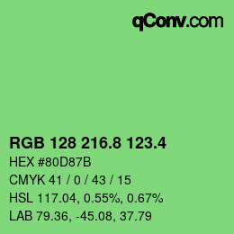 カラーコード: RGB 128 216.8 123.4 | qconv.com