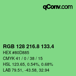 カラーコード: RGB 128 216.8 133.4 | qconv.com