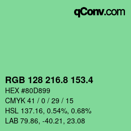 カラーコード: RGB 128 216.8 153.4 | qconv.com