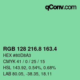 カラーコード: RGB 128 216.8 163.4 | qconv.com