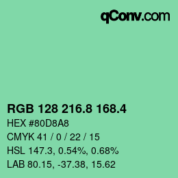 カラーコード: RGB 128 216.8 168.4 | qconv.com