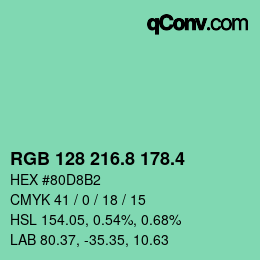 カラーコード: RGB 128 216.8 178.4 | qconv.com