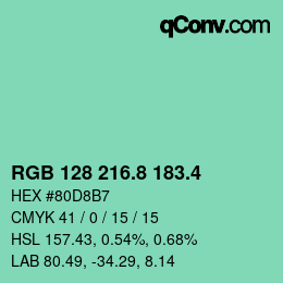 カラーコード: RGB 128 216.8 183.4 | qconv.com