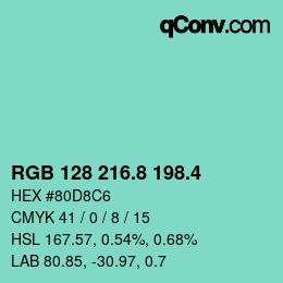 カラーコード: RGB 128 216.8 198.4 | qconv.com