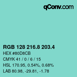 カラーコード: RGB 128 216.8 203.4 | qconv.com