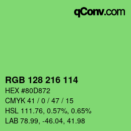 Color code: RGB 128 216 114 | qconv.com