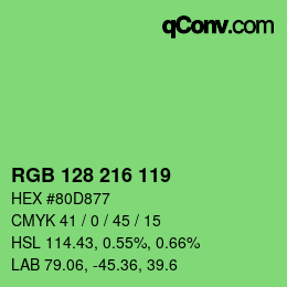 カラーコード: RGB 128 216 119 | qconv.com