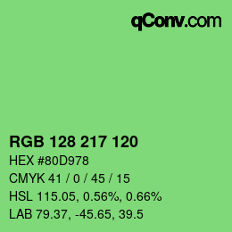 カラーコード: RGB 128 217 120 | qconv.com