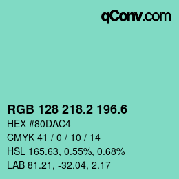 カラーコード: RGB 128 218.2 196.6 | qconv.com