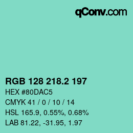 カラーコード: RGB 128 218.2 197 | qconv.com