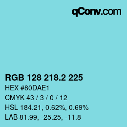 カラーコード: RGB 128 218.2 225 | qconv.com