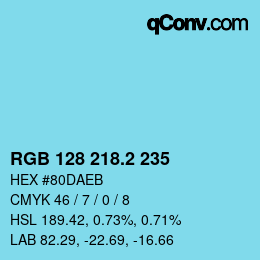 カラーコード: RGB 128 218.2 235 | qconv.com