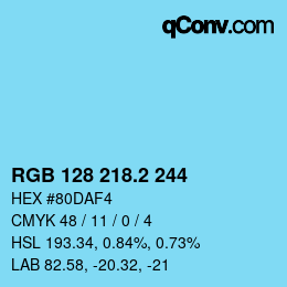 カラーコード: RGB 128 218.2 244 | qconv.com