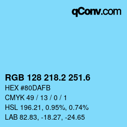カラーコード: RGB 128 218.2 251.6 | qconv.com