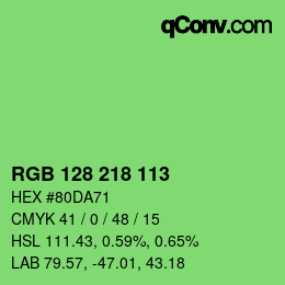 Color code: RGB 128 218 113 | qconv.com