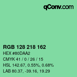 Color code: RGB 128 218 162 | qconv.com