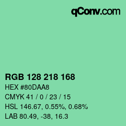 Color code: RGB 128 218 168 | qconv.com
