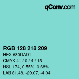 Color code: RGB 128 218 209 | qconv.com