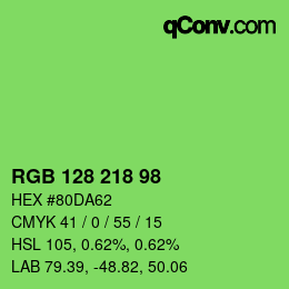 Color code: RGB 128 218 98 | qconv.com