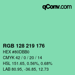 Código de color: RGB 128 219 176 | qconv.com