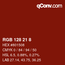 カラーコード: RGB 128 21 8 | qconv.com