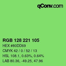 颜色代码: RGB 128 221 105 | qconv.com