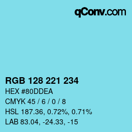 Farbcode: RGB 128 221 234 | qconv.com