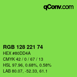 Color code: RGB 128 221 74 | qconv.com