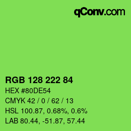 颜色代码: RGB 128 222 84 | qconv.com