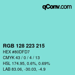 Color code: RGB 128 223 215 | qconv.com