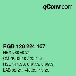 Color code: RGB 128 224 167 | qconv.com