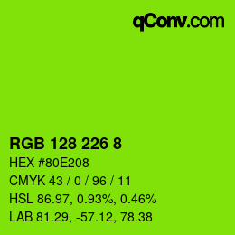 カラーコード: RGB 128 226 8 | qconv.com