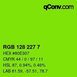 カラーコード: RGB 128 227 7 | qconv.com