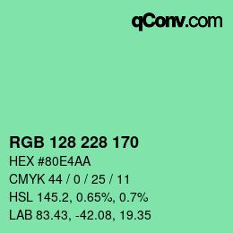 カラーコード: RGB 128 228 170 | qconv.com