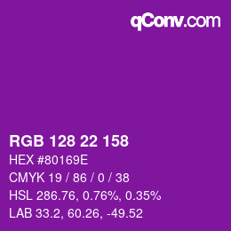 Color code: RGB 128 22 158 | qconv.com