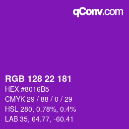 カラーコード: RGB 128 22 181 | qconv.com