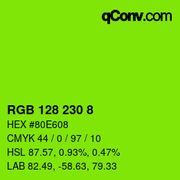 Color code: RGB 128 230 8 | qconv.com