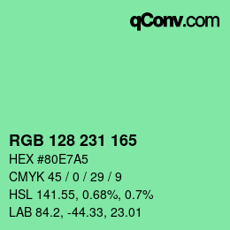 Color code: RGB 128 231 165 | qconv.com