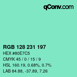 Color code: RGB 128 231 197 | qconv.com