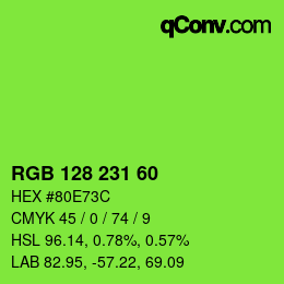 颜色代码: RGB 128 231 60 | qconv.com