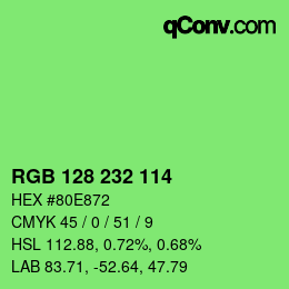 Color code: RGB 128 232 114 | qconv.com