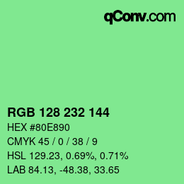 Color code: RGB 128 232 144 | qconv.com