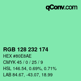 Color code: RGB 128 232 174 | qconv.com