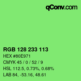 Color code: RGB 128 233 113 | qconv.com