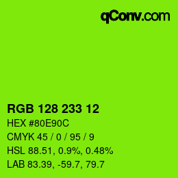 Color code: RGB 128 233 12 | qconv.com