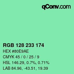 Color code: RGB 128 233 174 | qconv.com