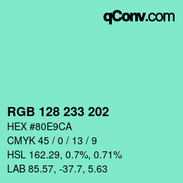 Color code: RGB 128 233 202 | qconv.com